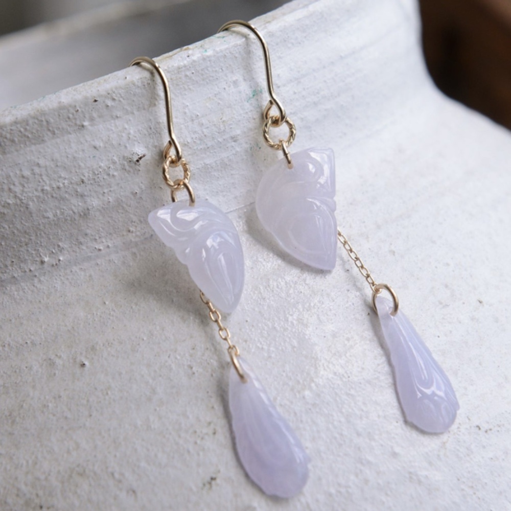 Lavender Butterfly Feather Earrings
